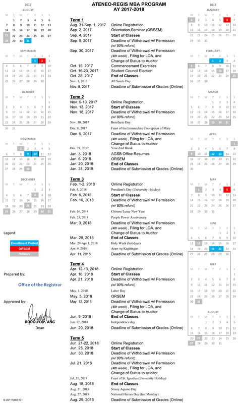 Regis College Academic Calendar